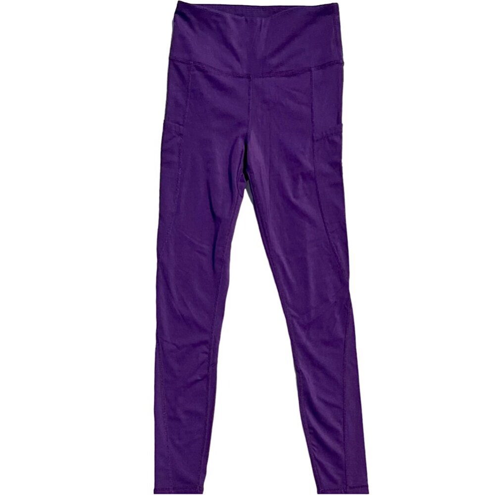 Ouges Size S Purple High Waisted Yoga Pants With Pockets